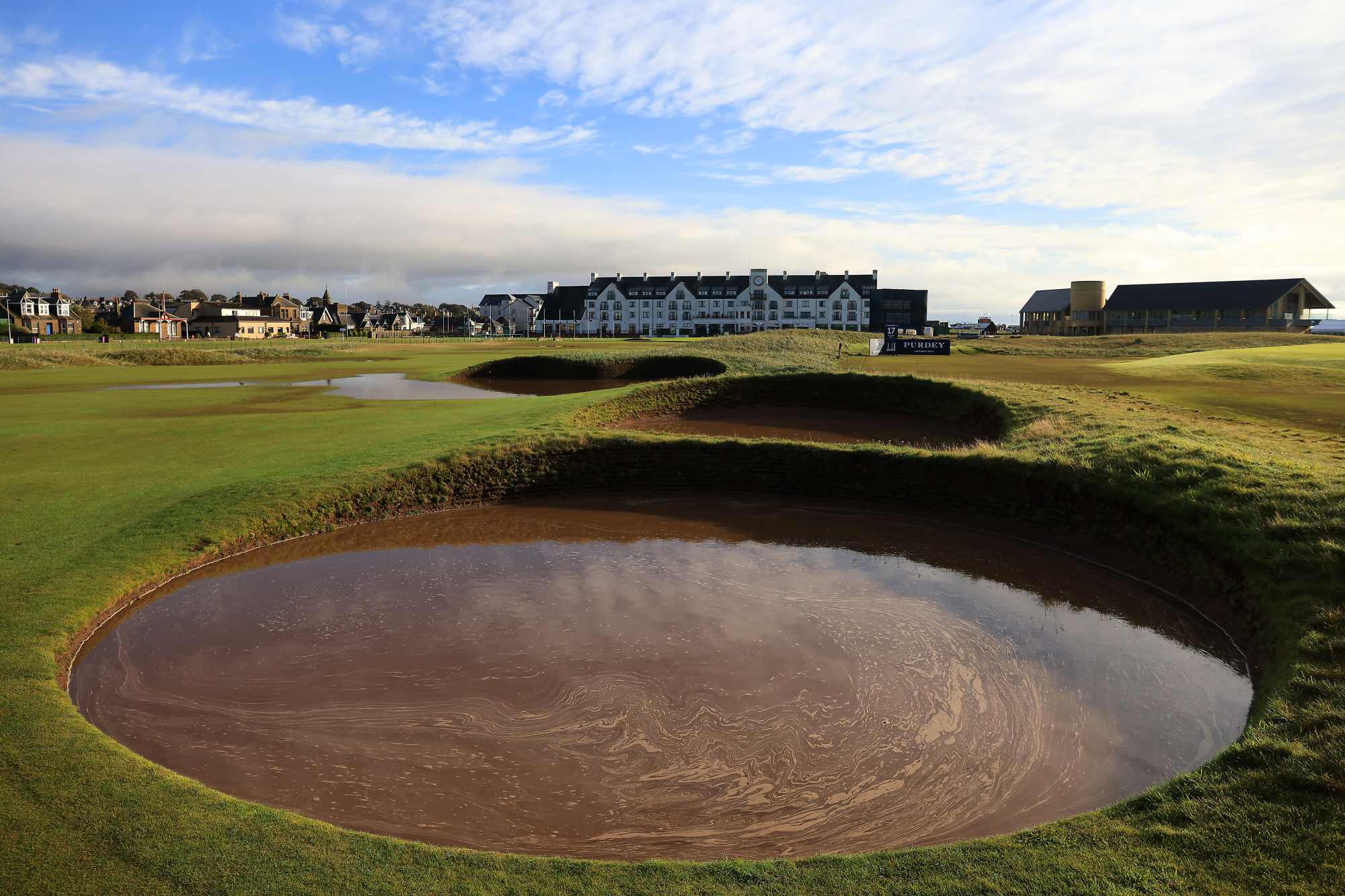 A flooded bunker at Carnoustie | Source: Carnoustie