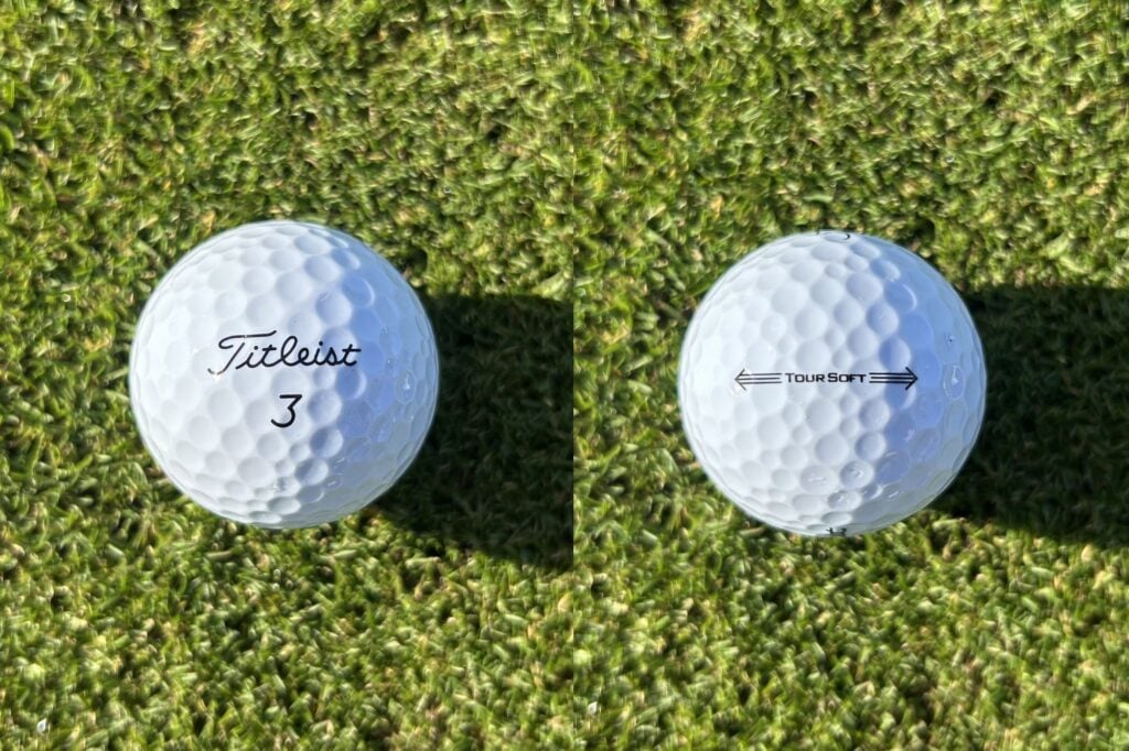 Titleist Tour Soft 2026 golf ball logo and alignment