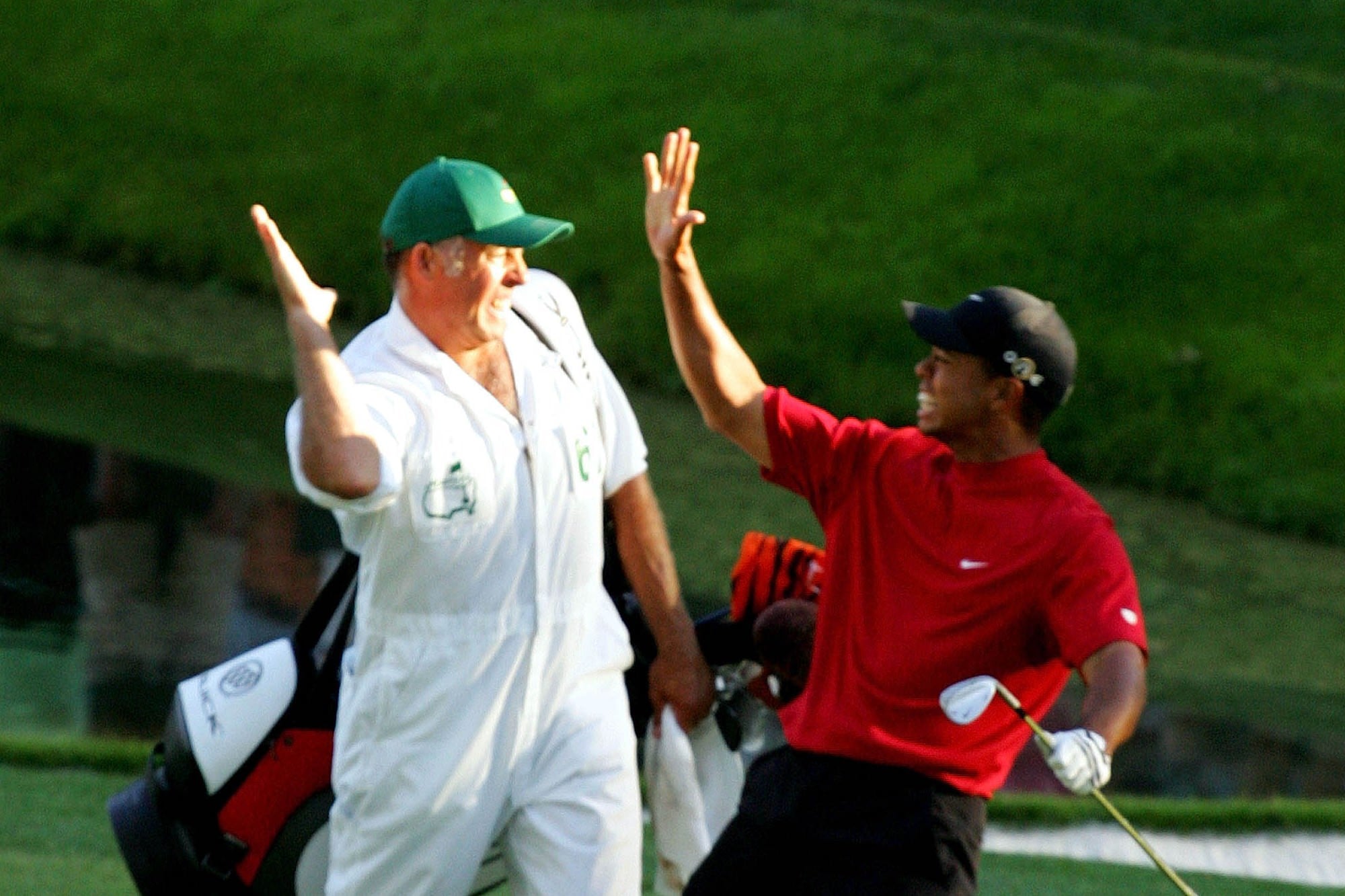 Tiger Woods after chipping in at the 2005 Masters | Source: Getty Images